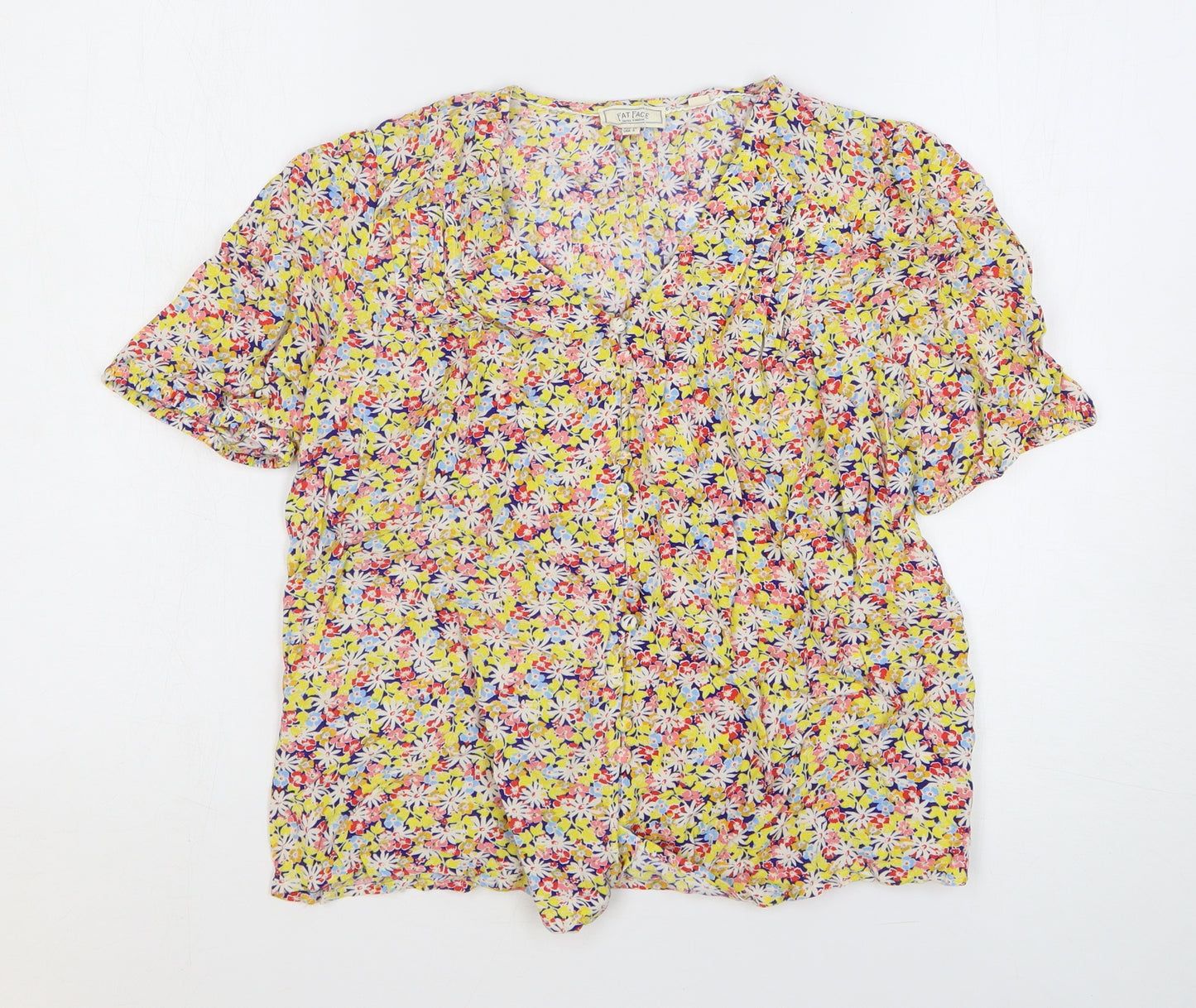 Fat Face Womens Multicoloured Floral Viscose Basic Blouse Size 8 V-Neck