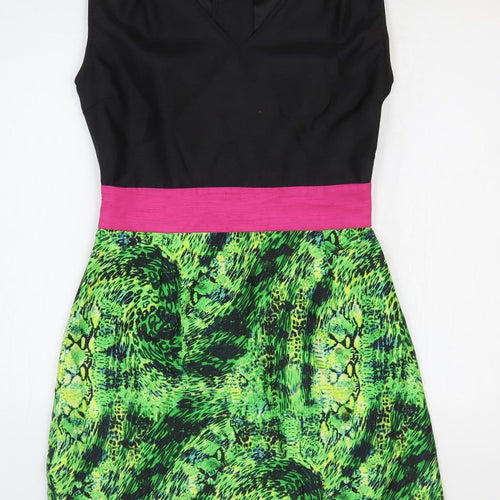 Loleen X Womens Multicoloured Colourblock Polyester A-Line Size M V-Neck Zip - Snakeskin Pattern