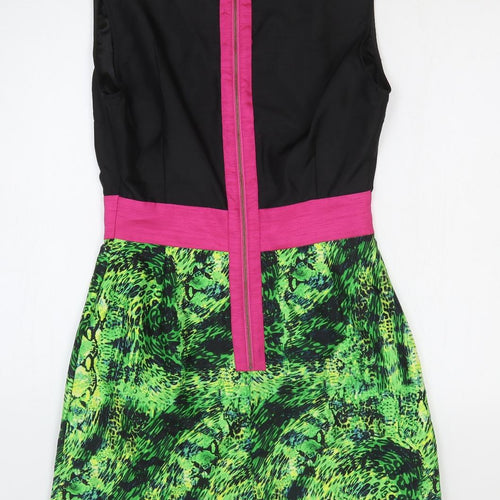 Loleen X Womens Multicoloured Colourblock Polyester A-Line Size M V-Neck Zip - Snakeskin Pattern