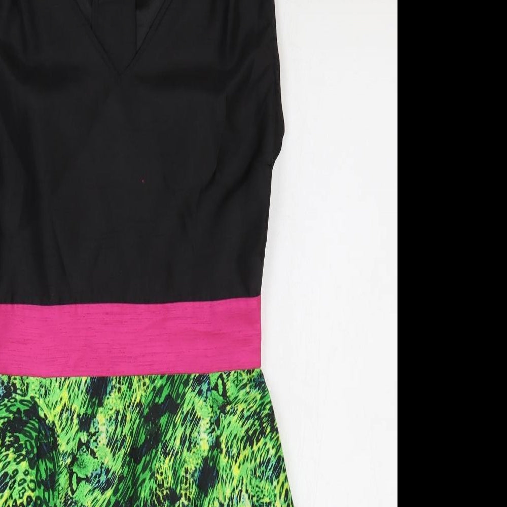 Loleen X Womens Multicoloured Colourblock Polyester A-Line Size M V-Neck Zip - Snakeskin Pattern