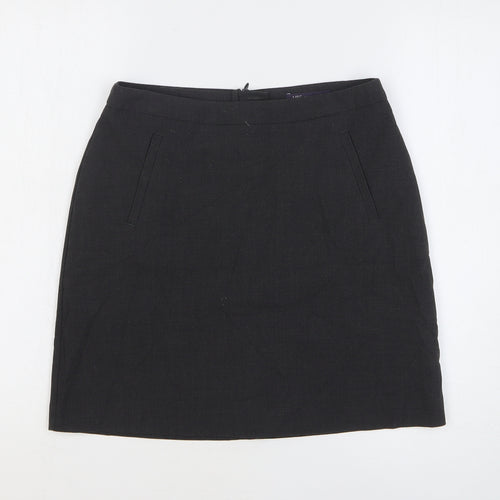Marks and Spencer Womens Grey Polyester A-Line Skirt Size 10 Zip