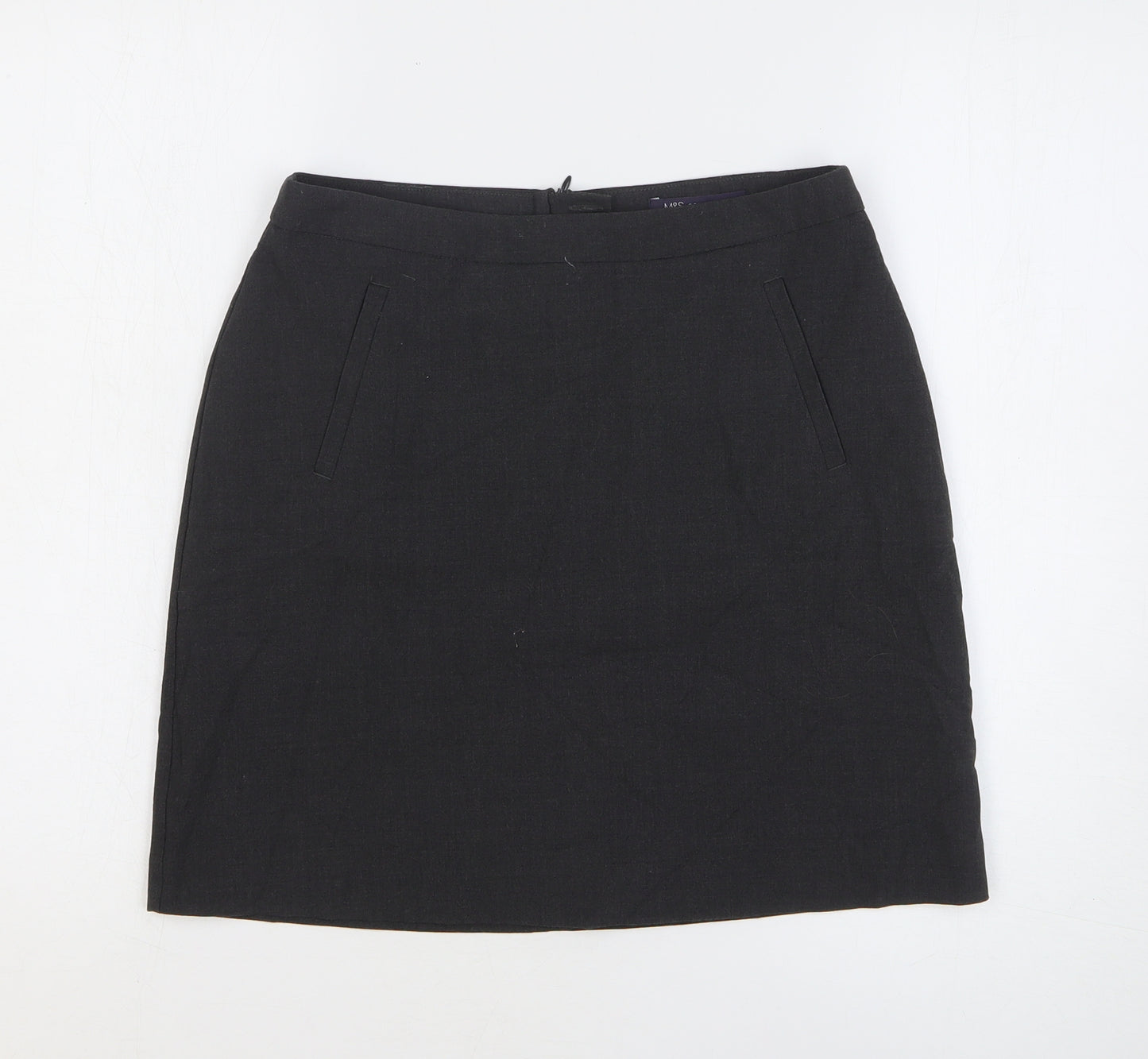 Marks and Spencer Womens Grey Polyester A-Line Skirt Size 10 Zip