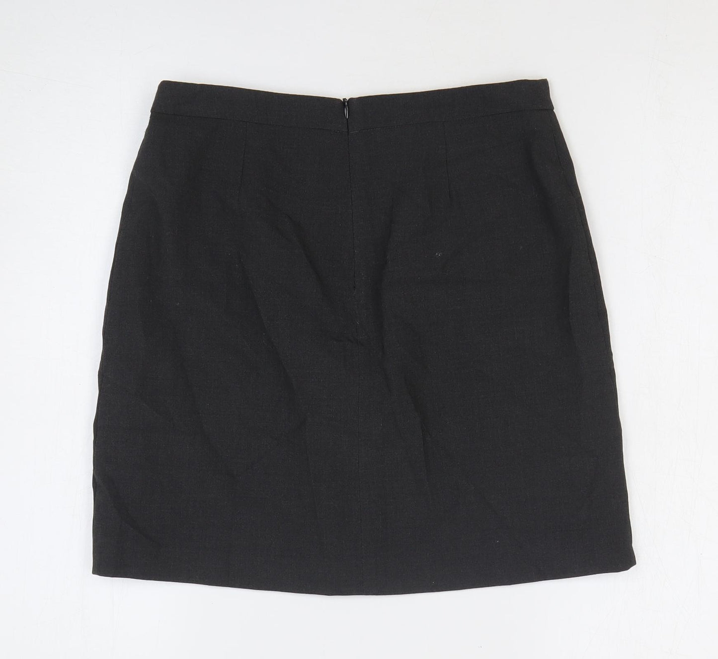 Marks and Spencer Womens Grey Polyester A-Line Skirt Size 10 Zip