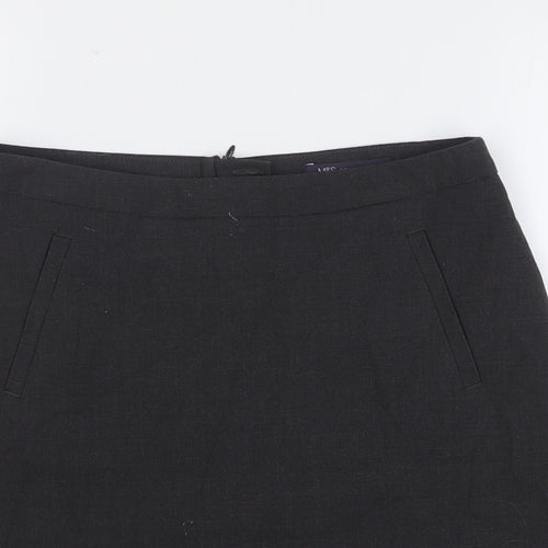 Marks and Spencer Womens Grey Polyester A-Line Skirt Size 10 Zip