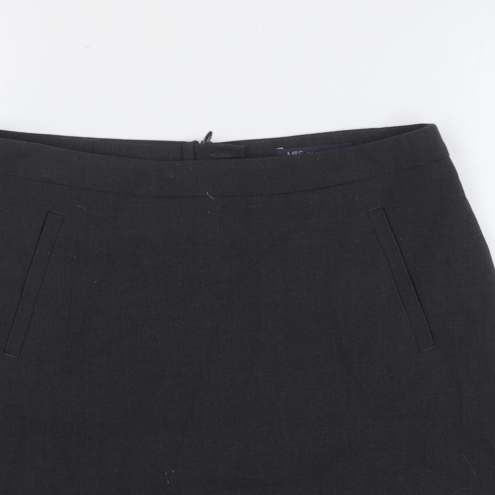 Marks and Spencer Womens Grey Polyester A-Line Skirt Size 10 Zip