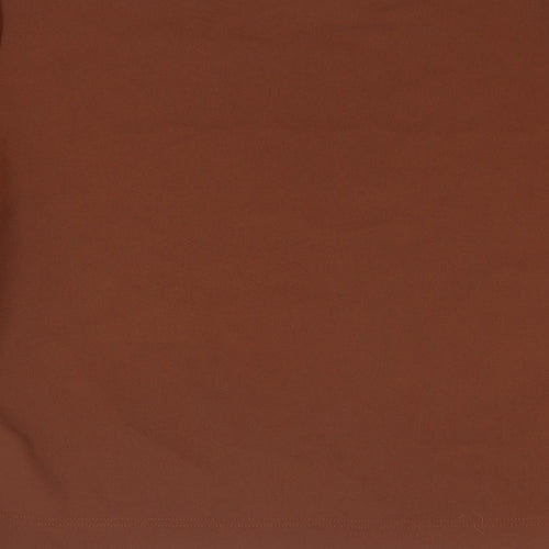 Slnghr Womens Brown Polyester Basic T-Shirt Size S Round Neck