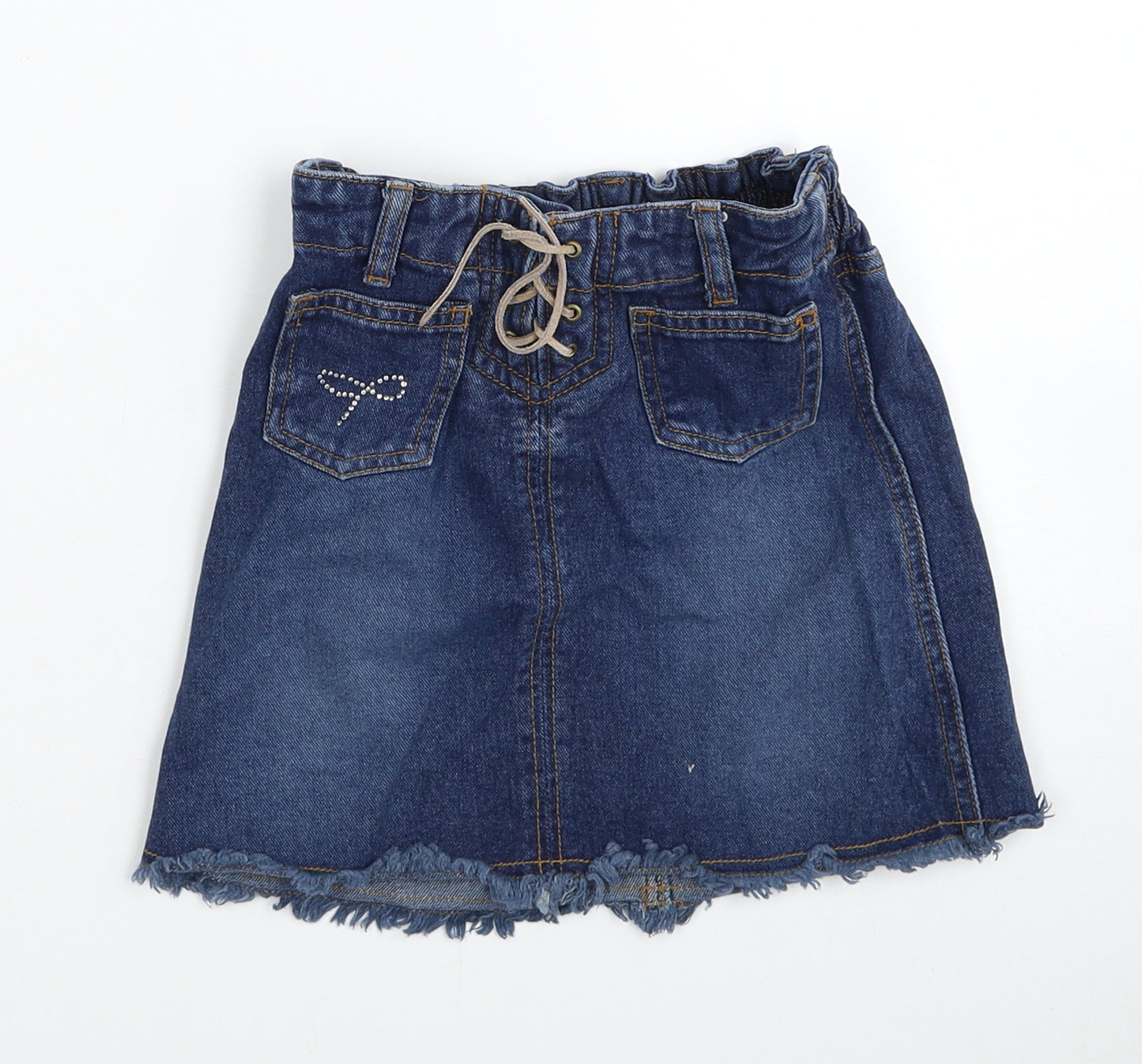 Juice Girls Blue Cotton A-Line Skirt Size 6 Years Regular Tie