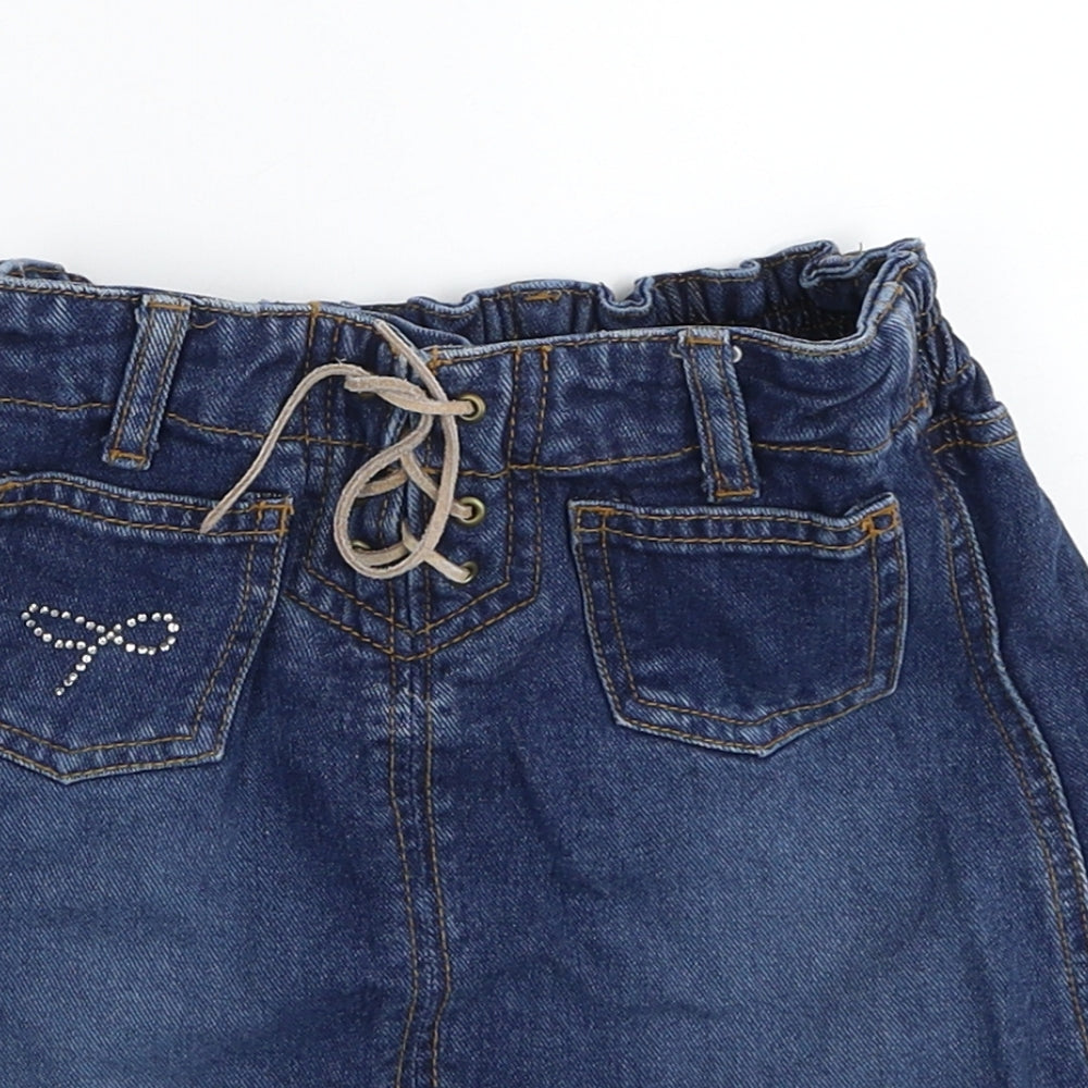 Juice Girls Blue Cotton A-Line Skirt Size 6 Years Regular Tie