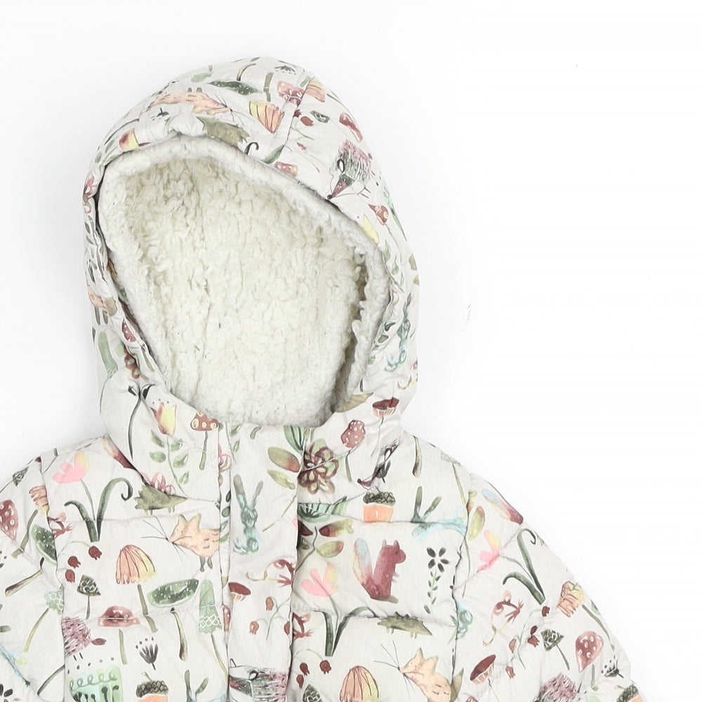 NEXT Girls Multicoloured Geometric Quilted Coat Size 9-12 Months Zip