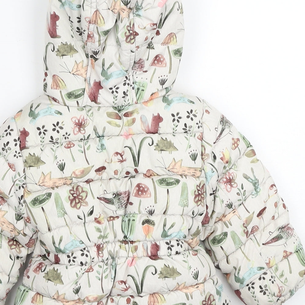 NEXT Girls Multicoloured Geometric Quilted Coat Size 9-12 Months Zip