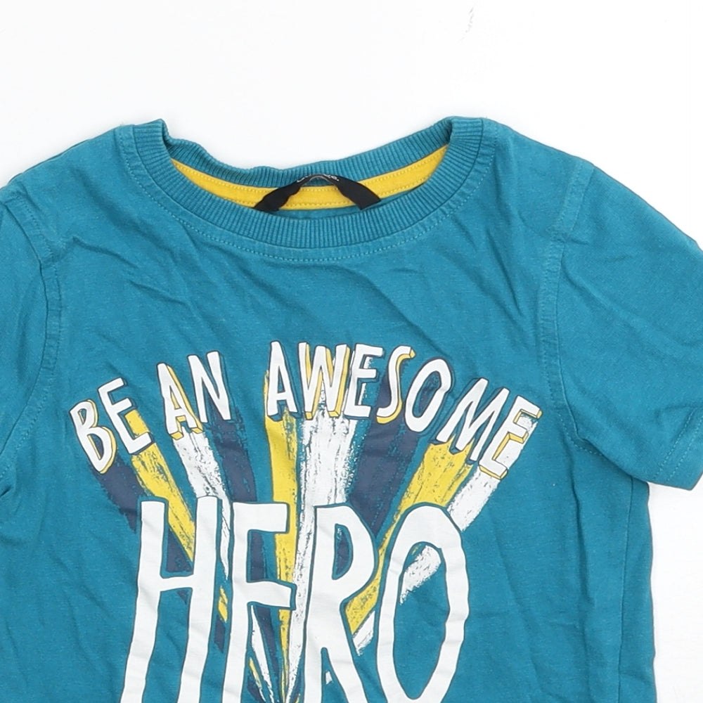 George Boys Blue Cotton Basic T-Shirt Size 3-4 Years Round Neck Pullover - Be an Awesome Hero