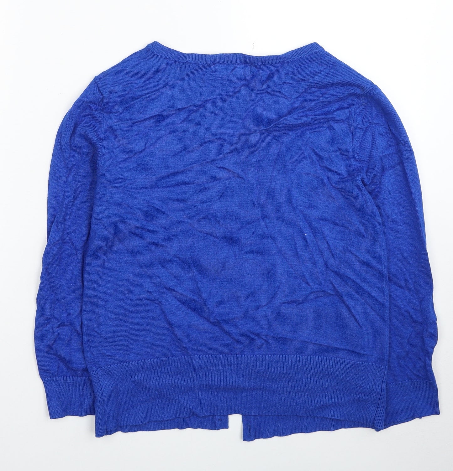 Debenhams Womens Blue Round Neck Viscose Cardigan Jumper Size 12