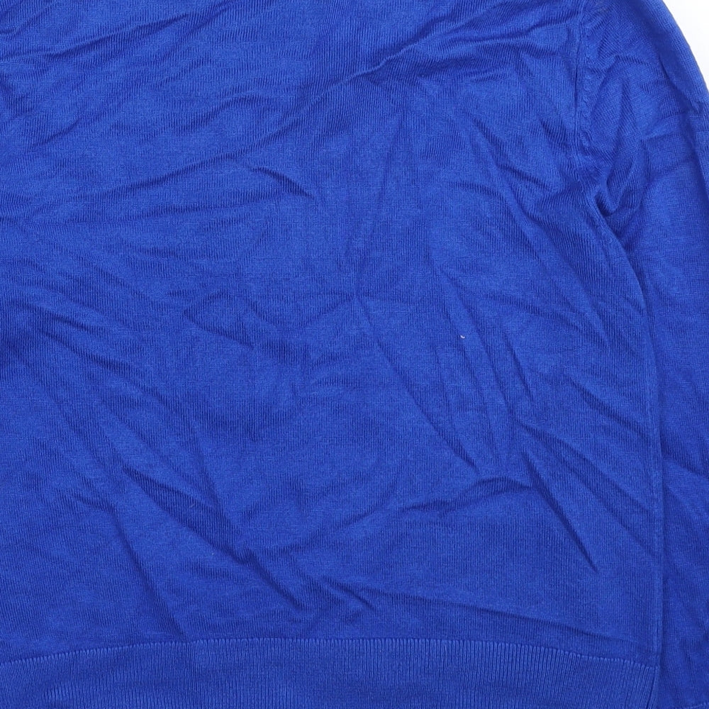 Debenhams Womens Blue Round Neck Viscose Cardigan Jumper Size 12