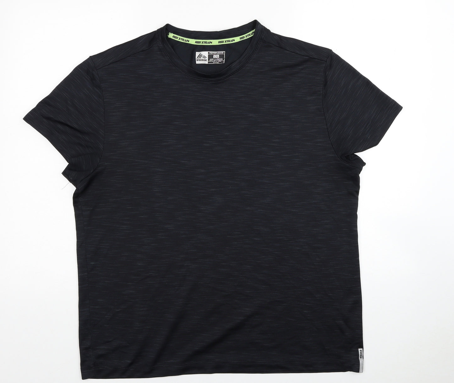 RBX Mens Black Polyester Basic T-Shirt Size L Round Neck Pullover