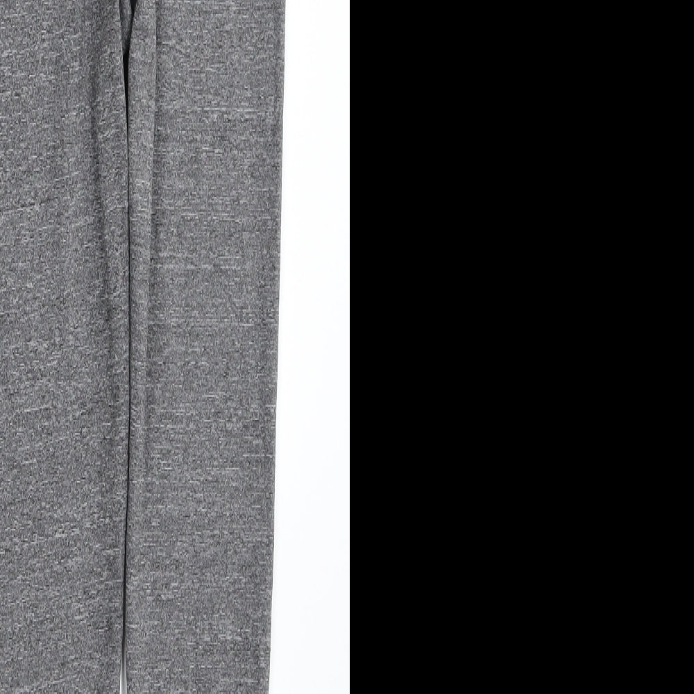 Purple Womens Grey Polyester Capri Leggings Size L - Drawstring Waist