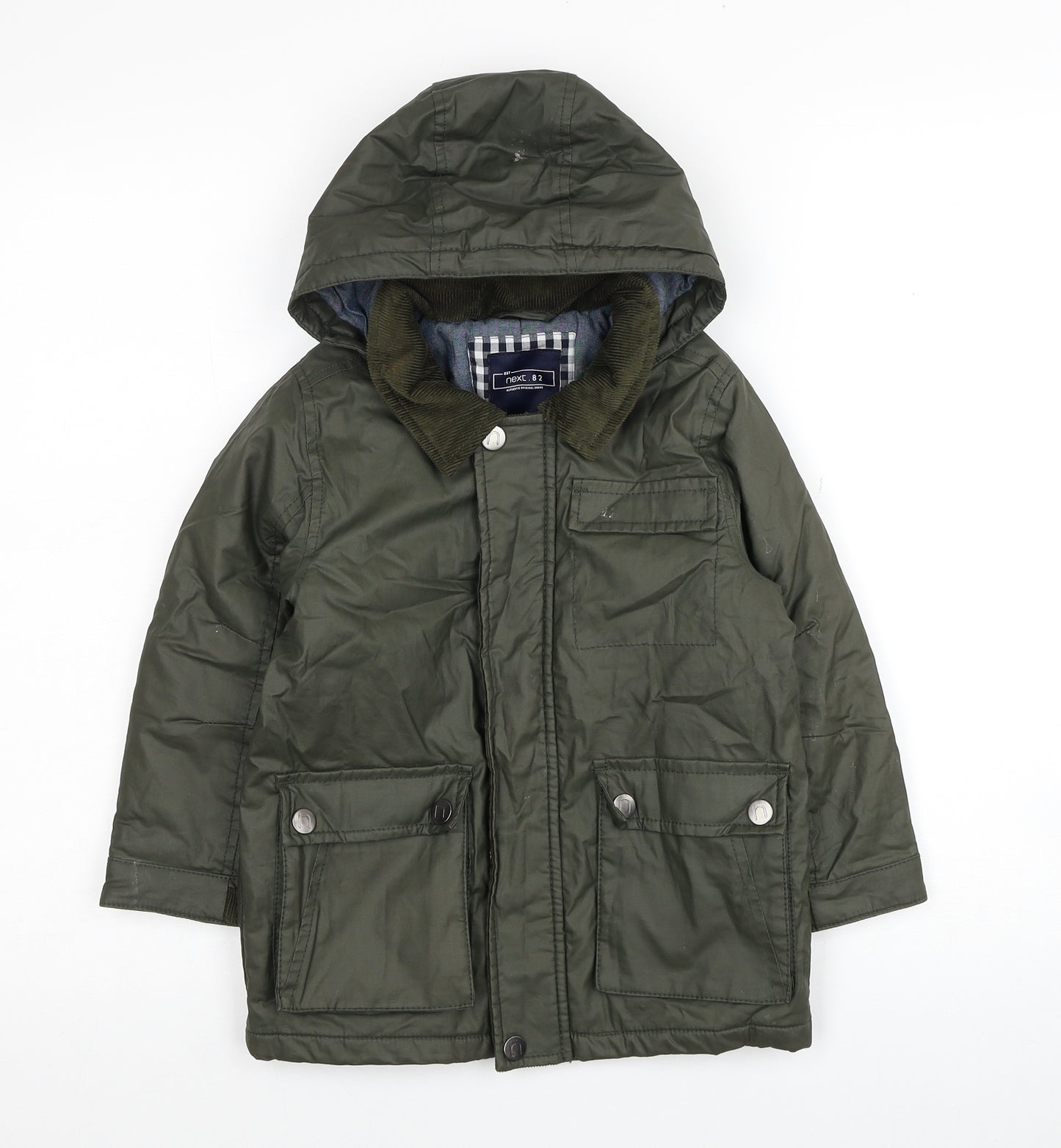 NEXT Boys Green Rain Coat Coat Size 4-5 Years Zip