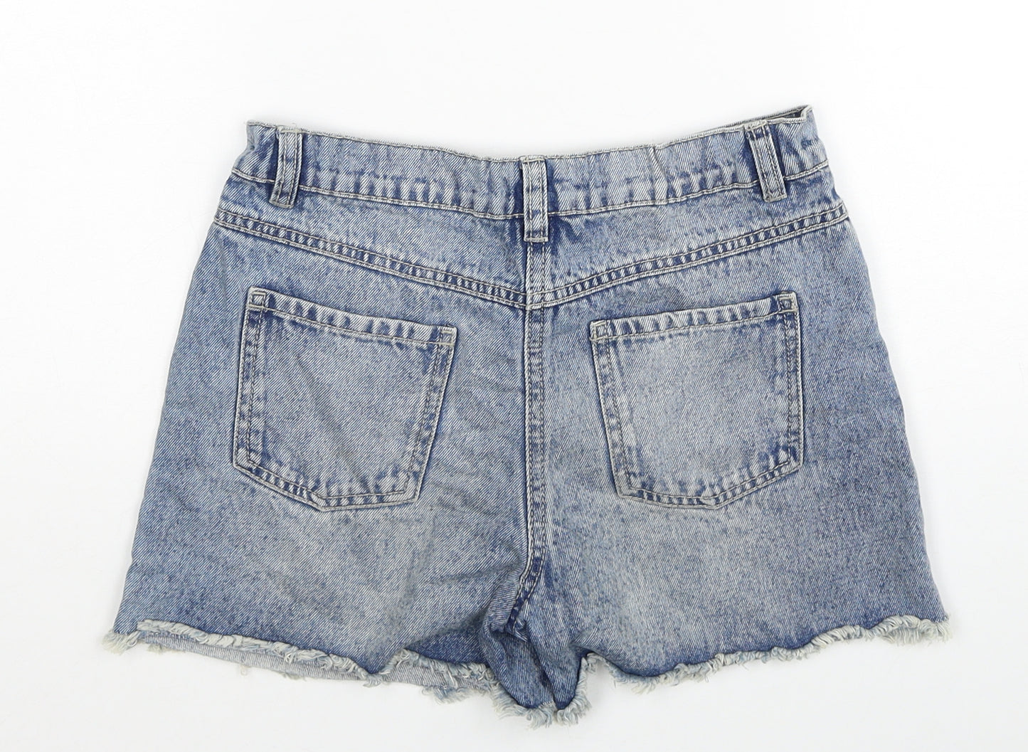 TU Girls Blue Cotton Cut-Off Shorts Size 11 Years Regular Zip