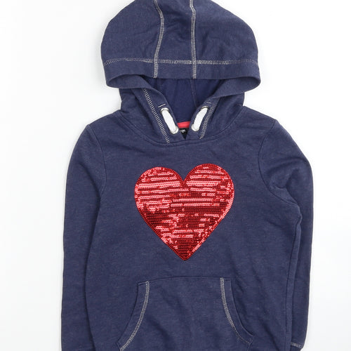 George Girls Blue Cotton Pullover Hoodie One Size Pullover - Love Heart