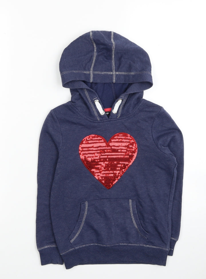 George Girls Blue Cotton Pullover Hoodie One Size Pullover - Love Heart