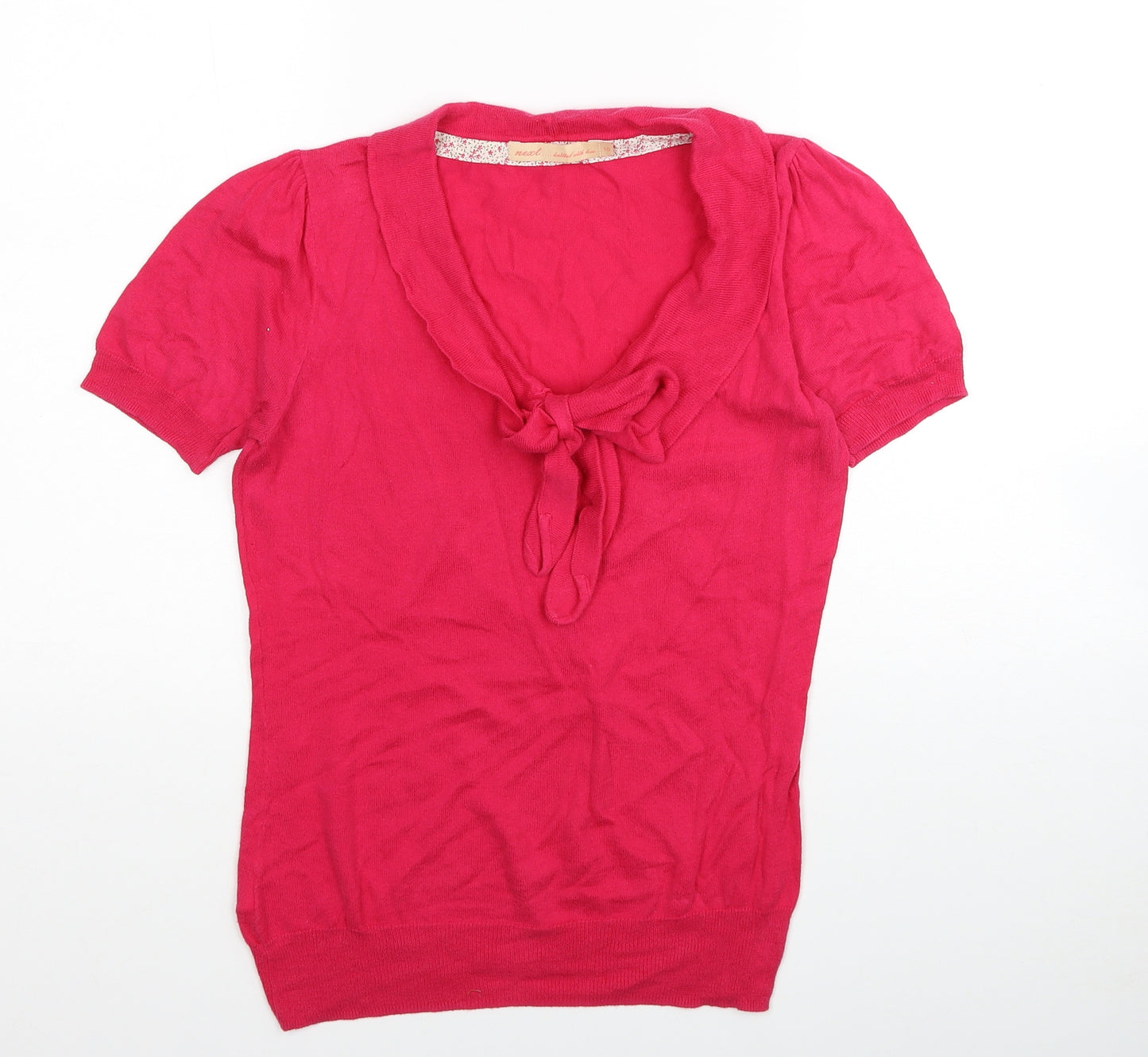 NEXT Womens Pink Cotton Basic Blouse Size 10 Scoop Neck