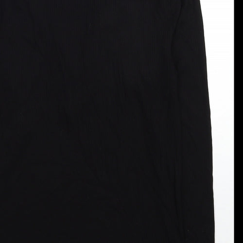 Miss Selfridge Womens Black Viscose Basic T-Shirt Size 10 V-Neck