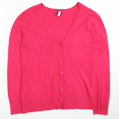 BHS Womens Pink V-Neck Acrylic Cardigan Jumper Size 10