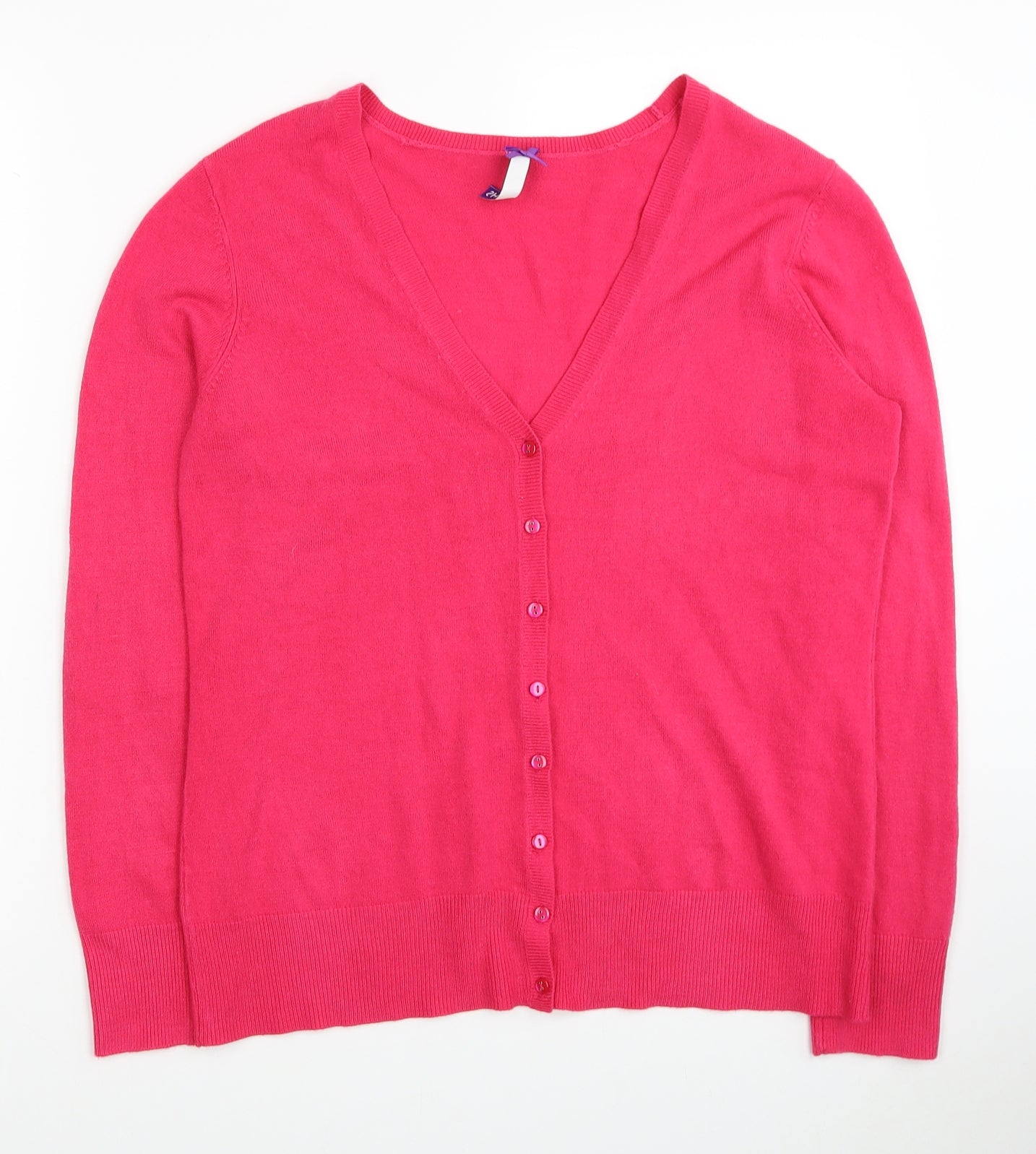 BHS Womens Pink V-Neck Acrylic Cardigan Jumper Size 10
