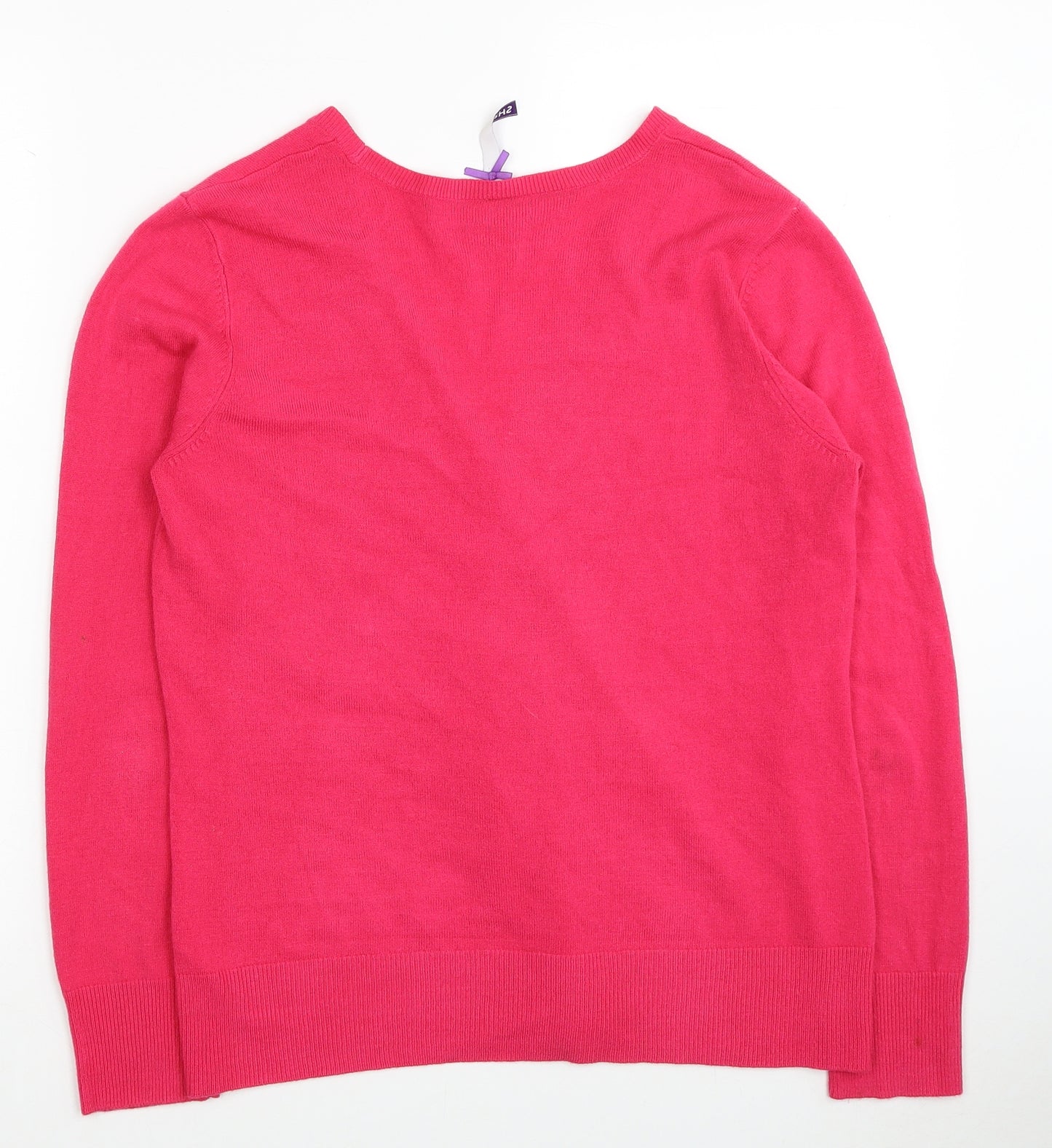 BHS Womens Pink V-Neck Acrylic Cardigan Jumper Size 10