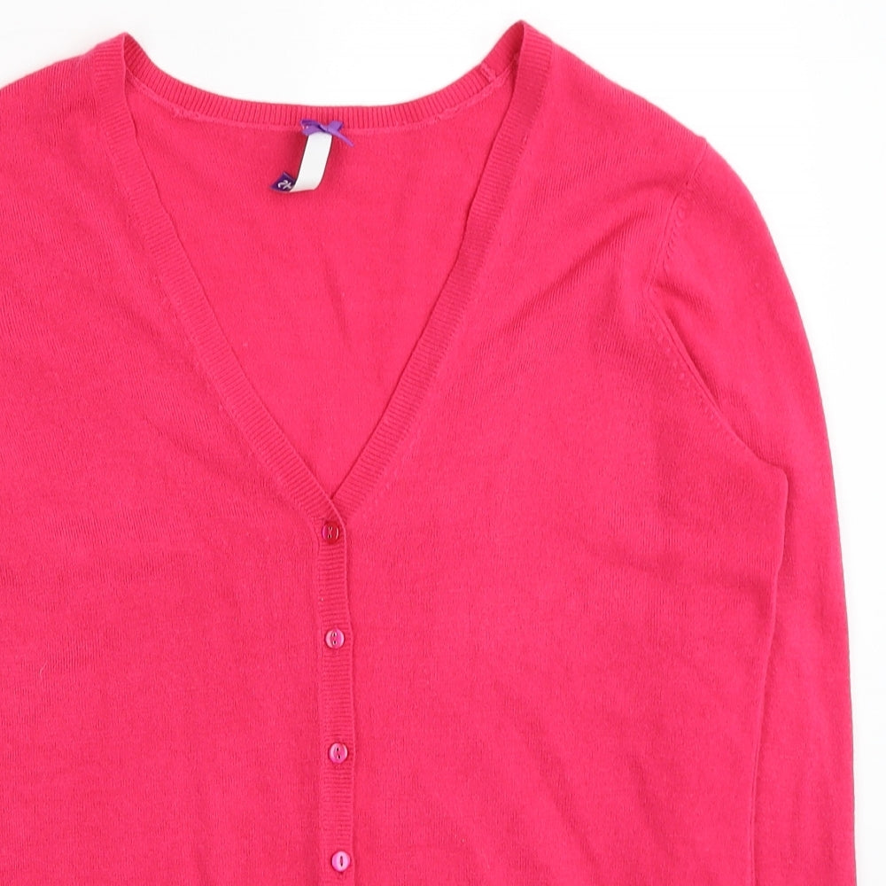 BHS Womens Pink V-Neck Acrylic Cardigan Jumper Size 10