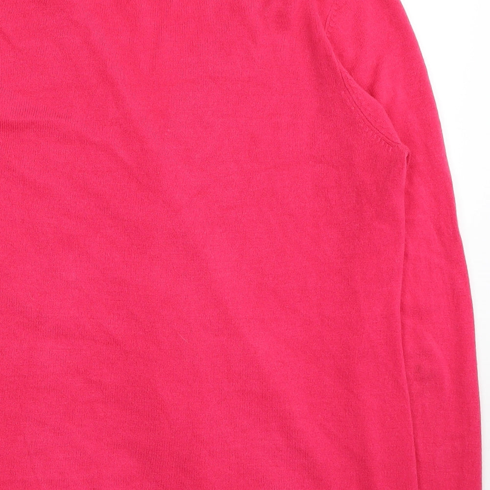 BHS Womens Pink V-Neck Acrylic Cardigan Jumper Size 10