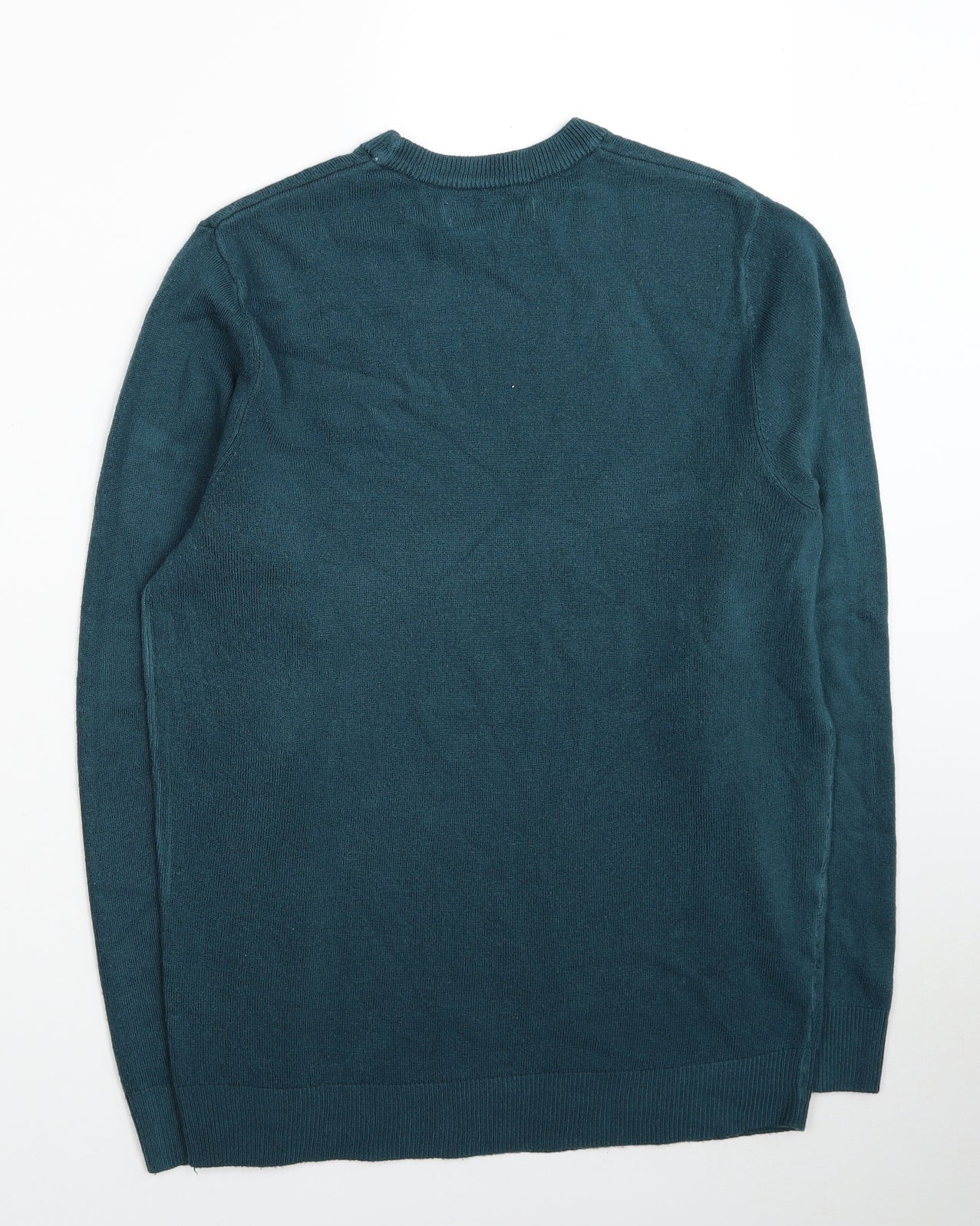 Easy Mens Blue Round Neck Acrylic Pullover Jumper Size S