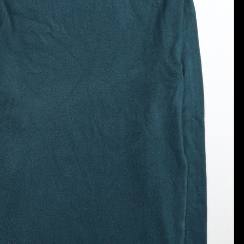 Easy Mens Blue Round Neck Acrylic Pullover Jumper Size S
