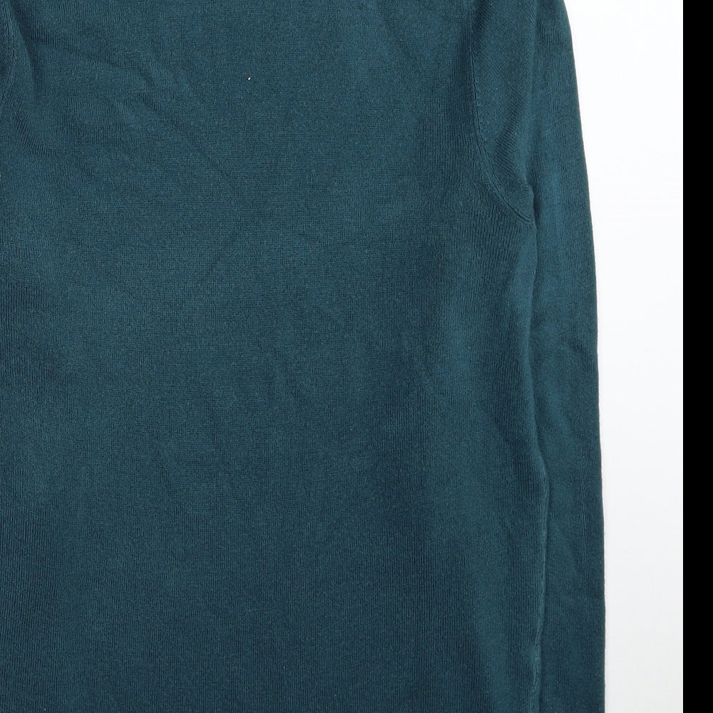 Easy Mens Blue Round Neck Acrylic Pullover Jumper Size S