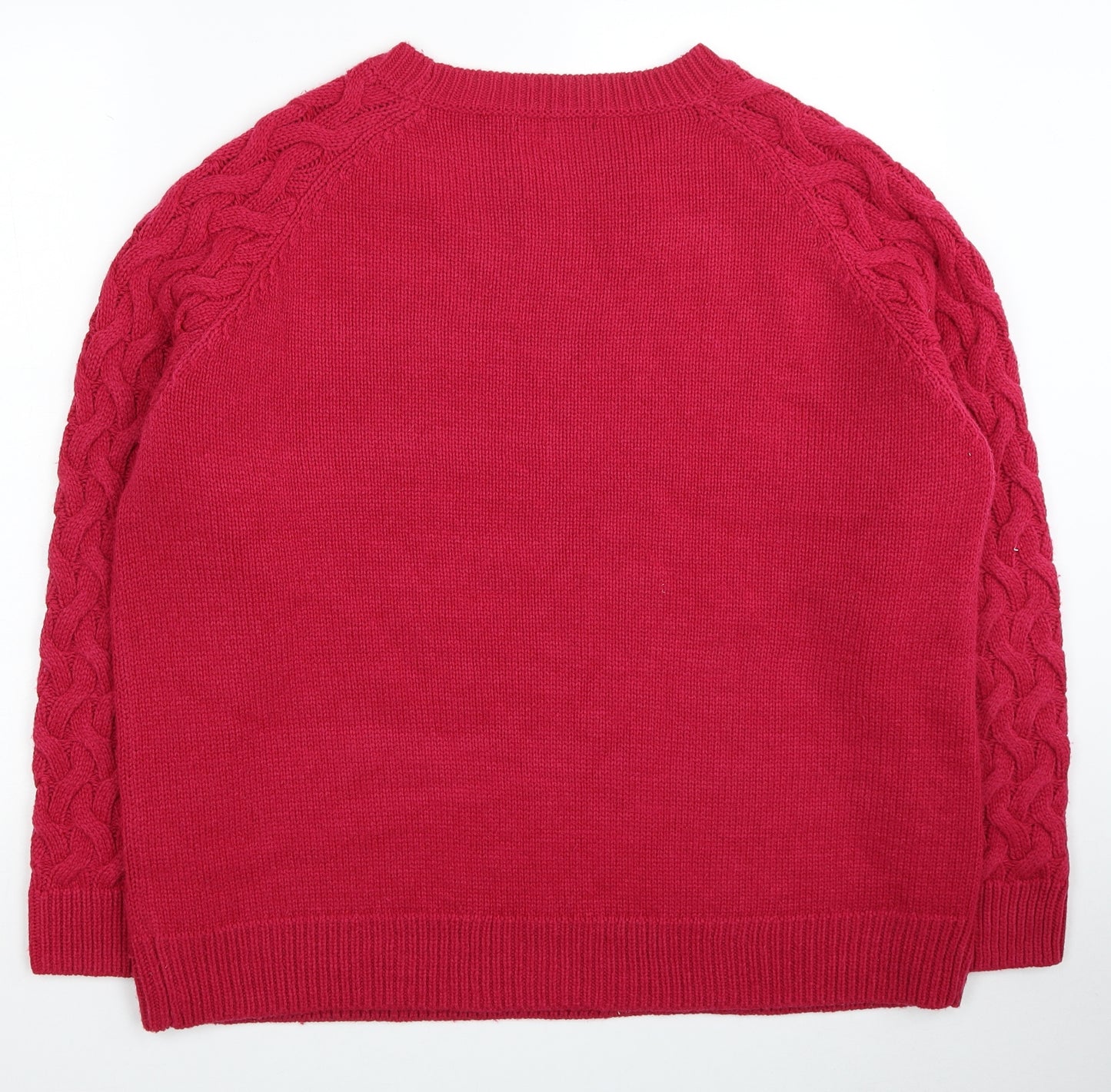 Peacocks Womens Pink Round Neck Acrylic Pullover Jumper Size XL