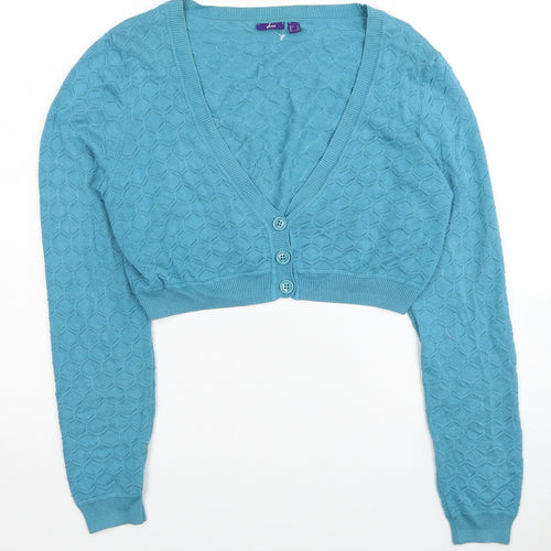 Mexx Womens Blue V-Neck Cotton Cardigan Jumper Size XL