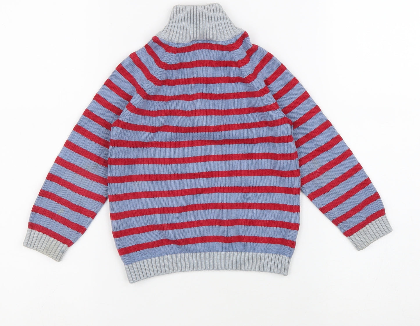 The Little White Company Boys Multicoloured Striped 100% Cotton Pullover Sweatshirt Size 2-3 Years Zip