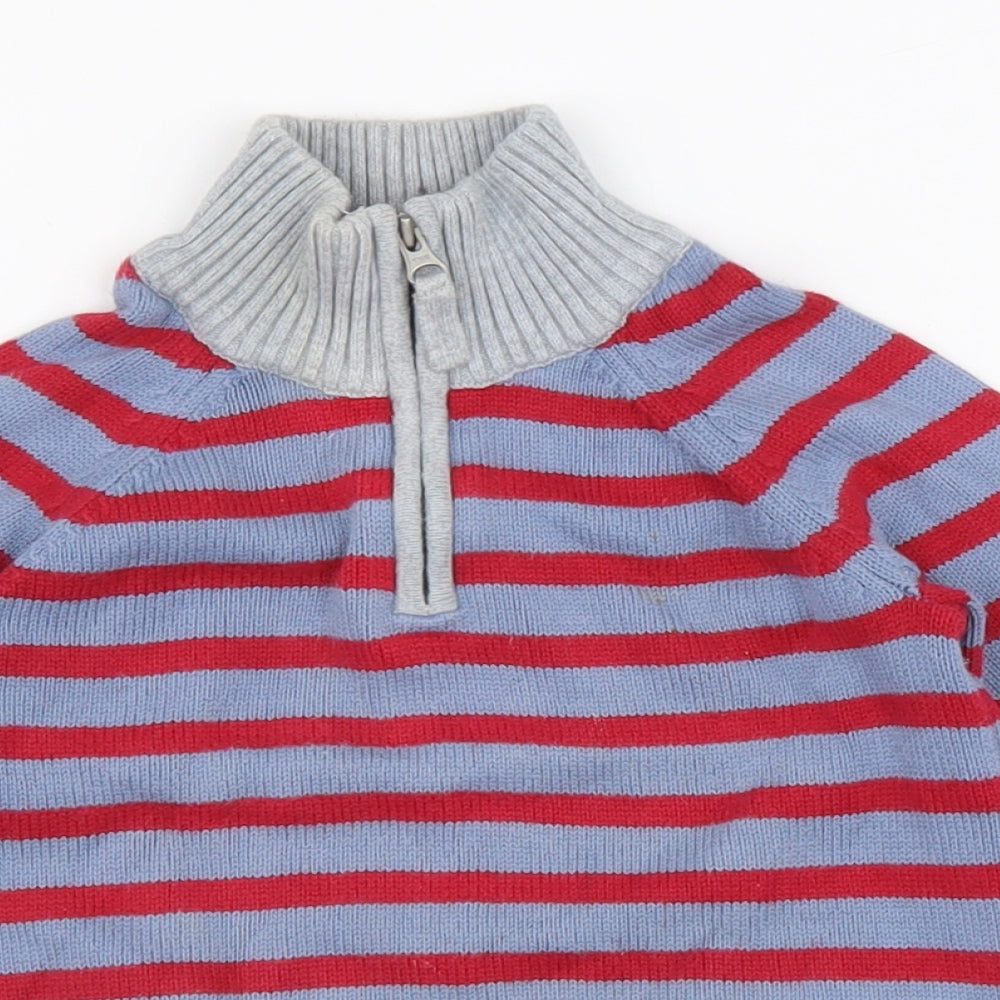 The Little White Company Boys Multicoloured Striped 100% Cotton Pullover Sweatshirt Size 2-3 Years Zip