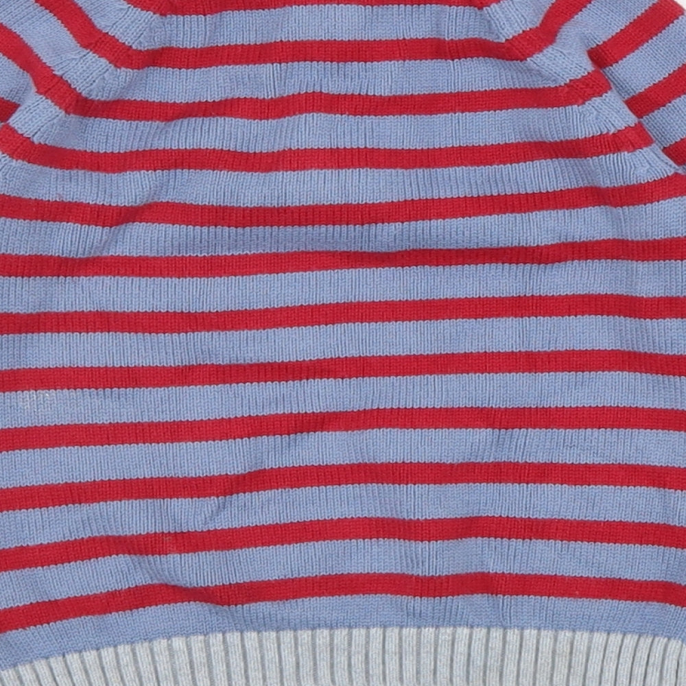 The Little White Company Boys Multicoloured Striped 100% Cotton Pullover Sweatshirt Size 2-3 Years Zip
