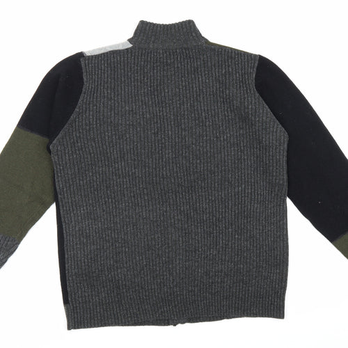 Sonneti Mens Multicoloured Mock Neck Geometric Viscose Full Zip Jumper Size M