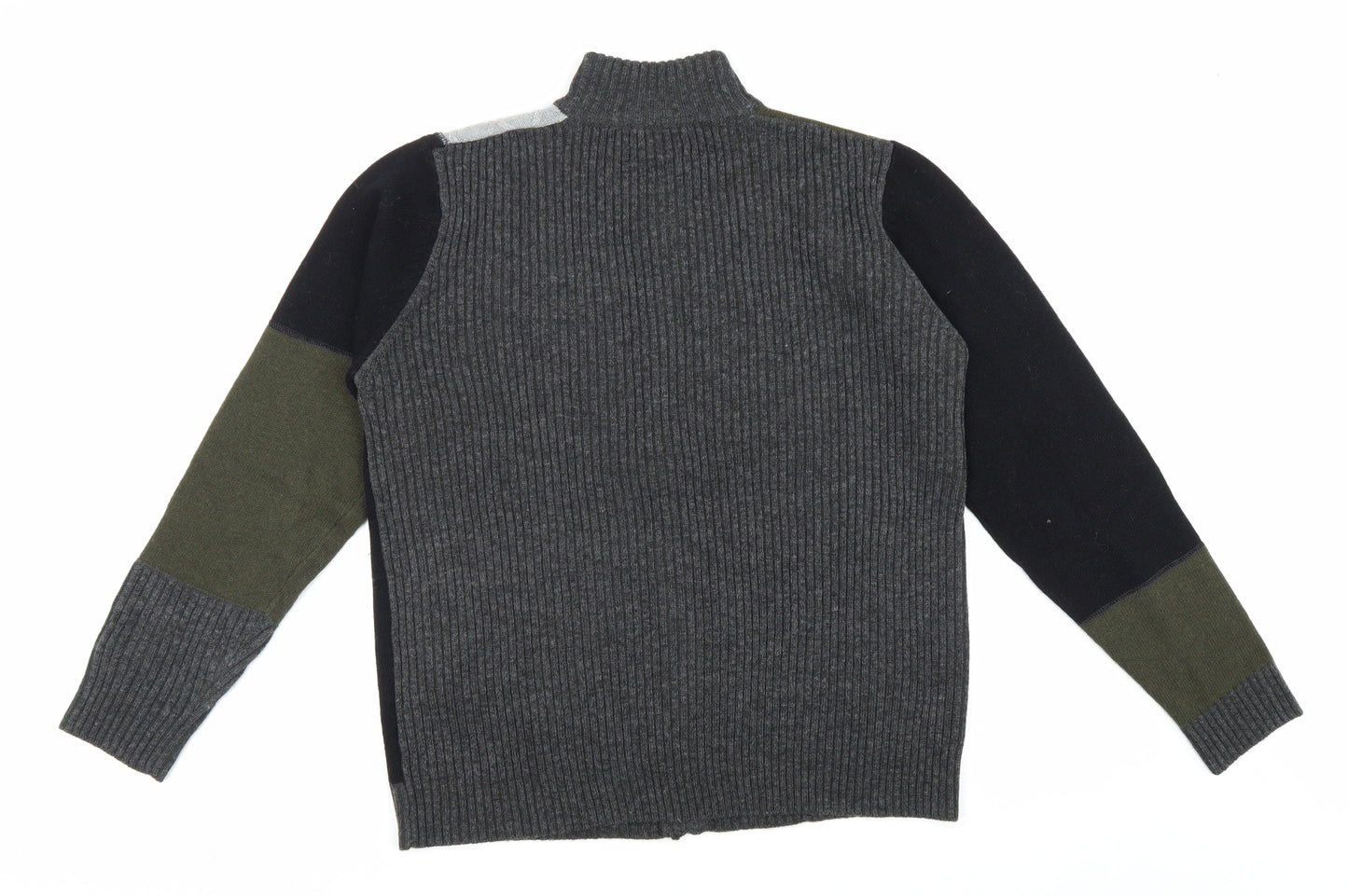 Sonneti Mens Multicoloured Mock Neck Geometric Viscose Full Zip Jumper Size M