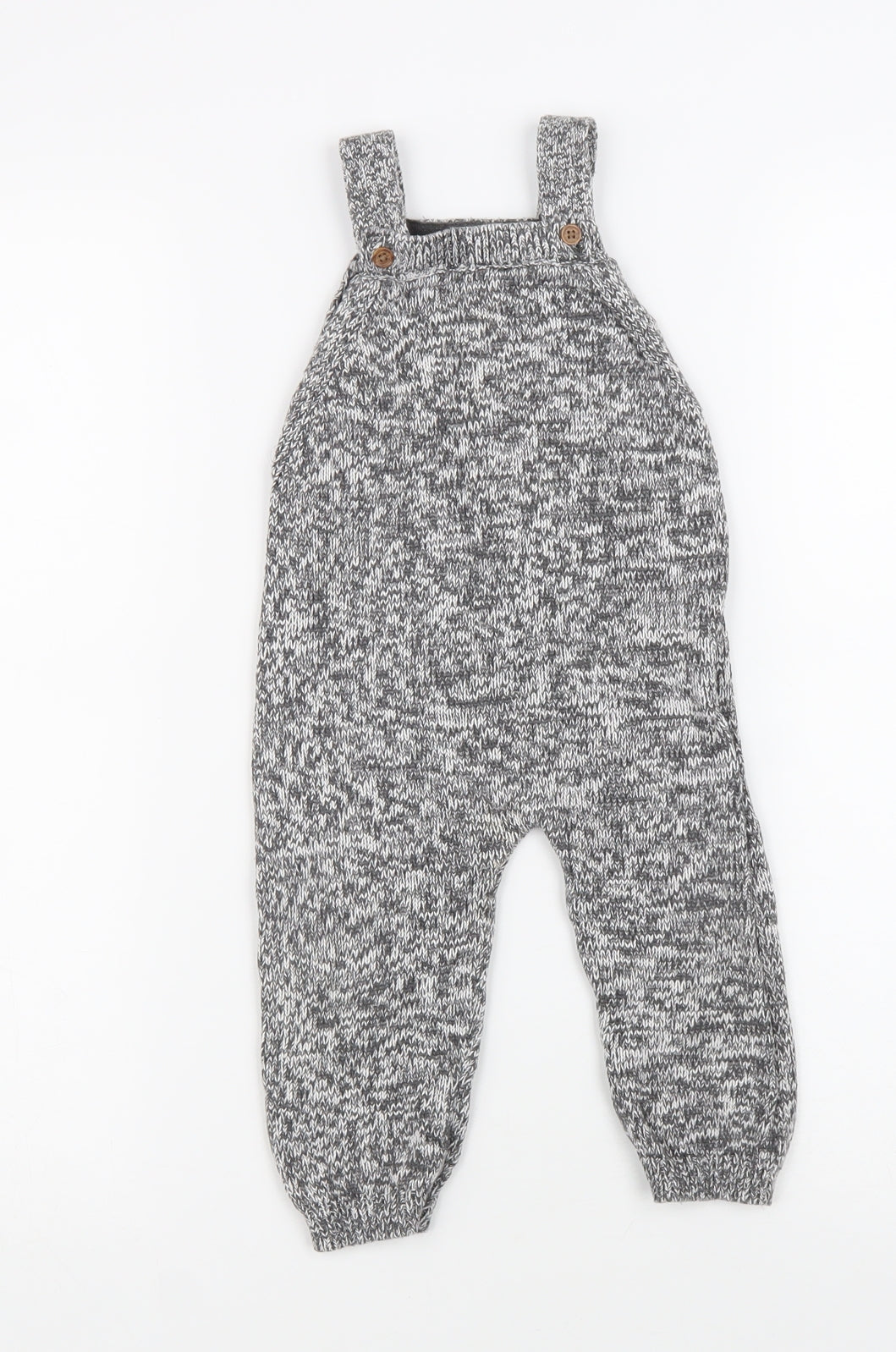 F&F Boys Grey Geometric 100% Cotton Dungaree One-Piece Size 9-12 Months Button