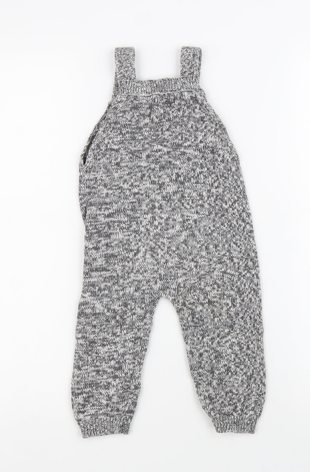 F&F Boys Grey Geometric 100% Cotton Dungaree One-Piece Size 9-12 Months Button