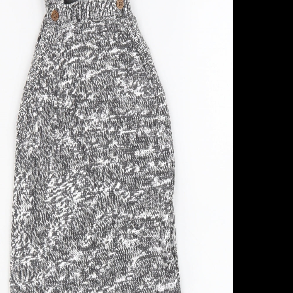F&F Boys Grey Geometric 100% Cotton Dungaree One-Piece Size 9-12 Months Button