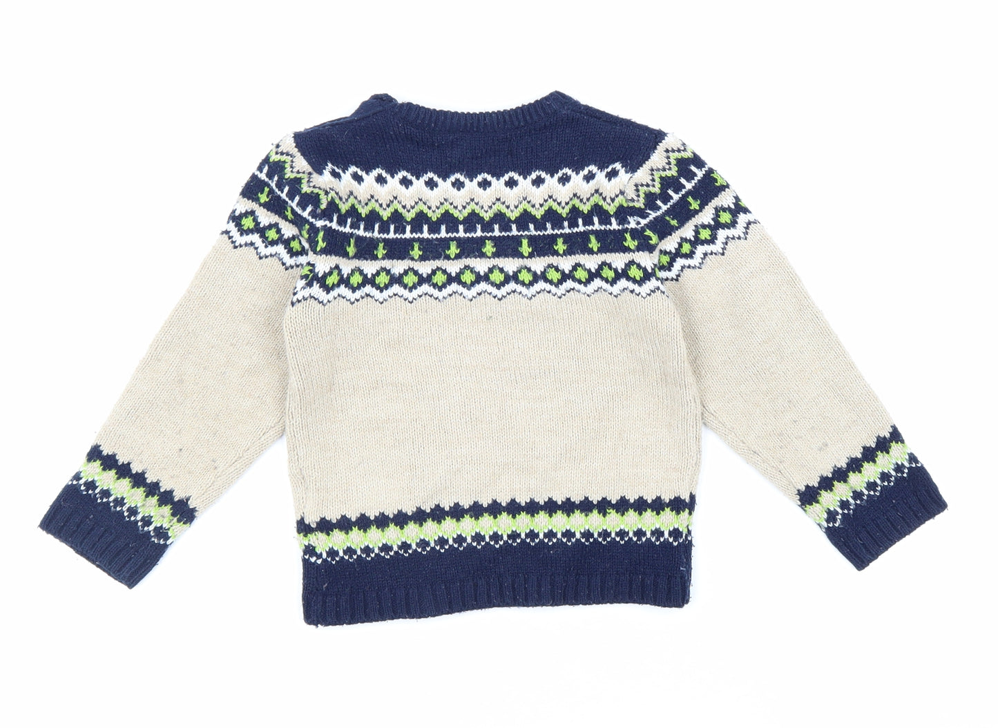 Mayoral Boys Multicoloured Round Neck Geometric 100% Cotton Pullover Jumper Size 3 Years Button