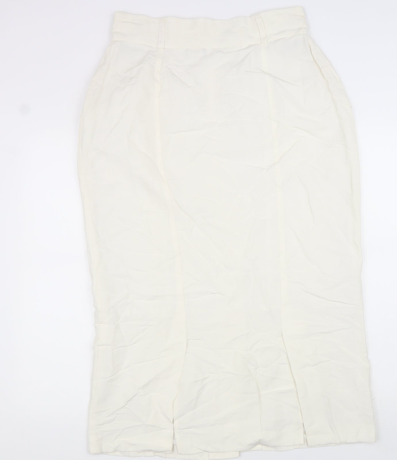 Alexon Womens White Linen Straight & Pencil Skirt Size 16 Button