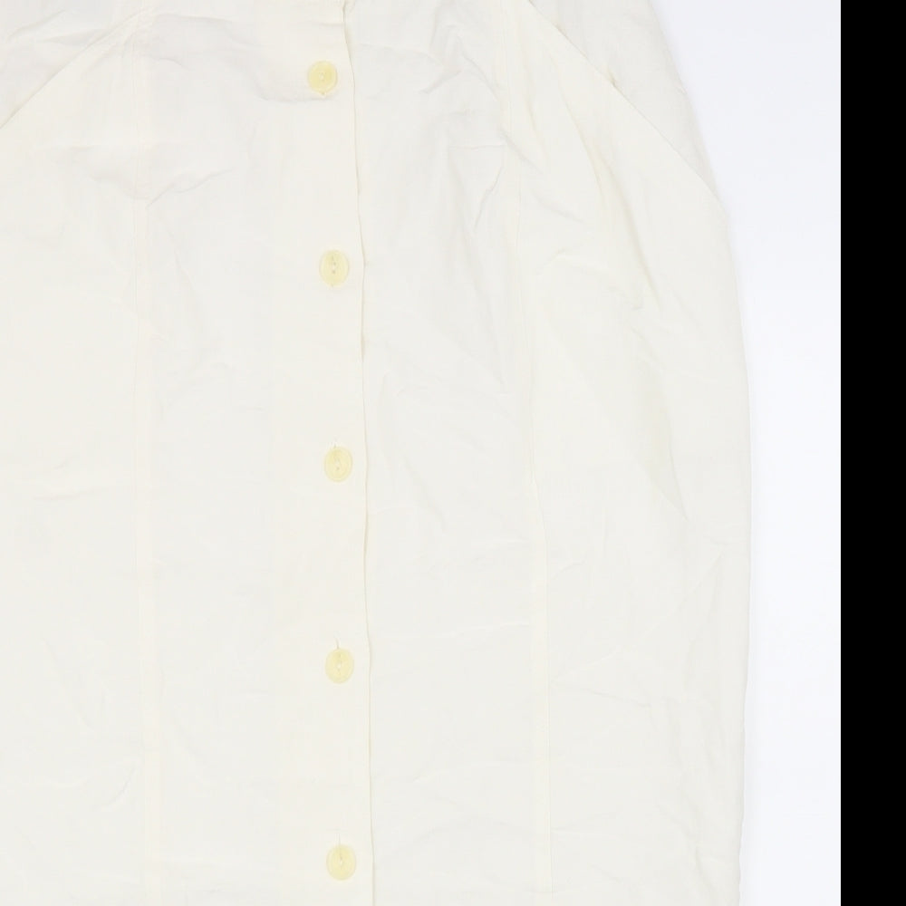Alexon Womens White Linen Straight & Pencil Skirt Size 16 Button