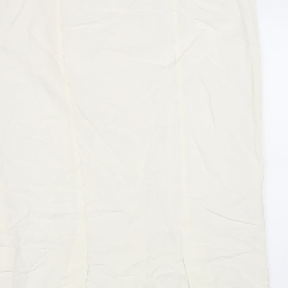 Alexon Womens White Linen Straight & Pencil Skirt Size 16 Button