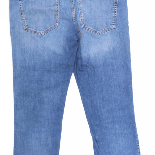Preworn Mens Blue Cotton Straight Jeans Size 38 in Regular Zip
