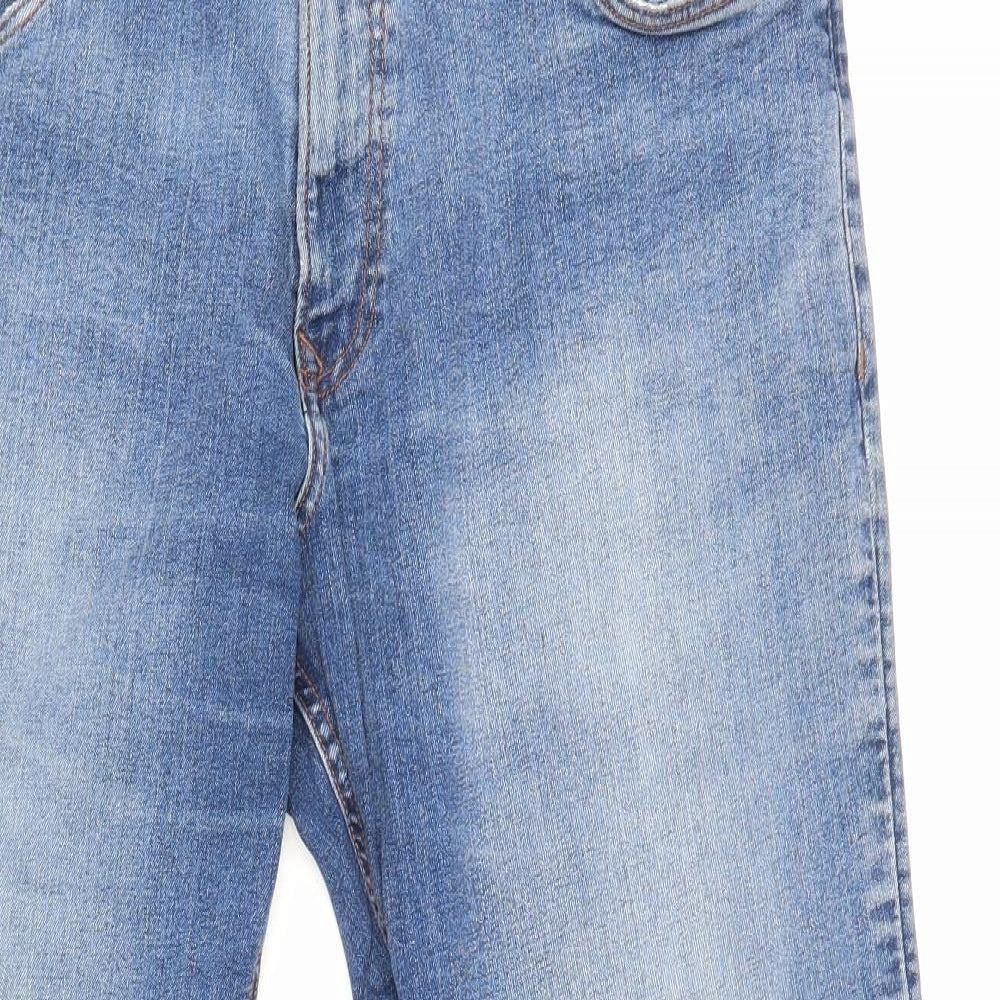 Preworn Mens Blue Cotton Straight Jeans Size 38 in Regular Zip