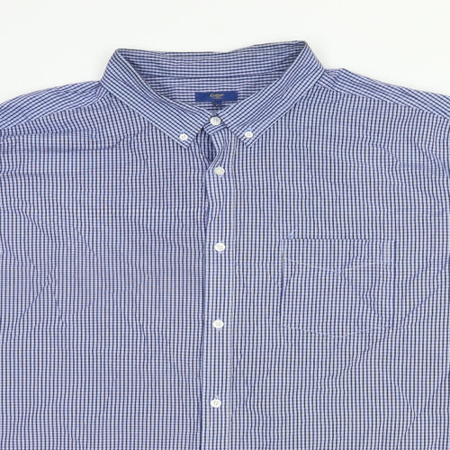 Cotton Traders Mens Blue Check Polyester Dress Shirt Size 3XL Collared